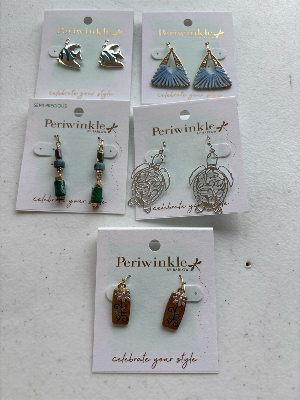 Periwinkle by Barlow Multi-Style Earring Set in Blue, Green, Silver & Brown
